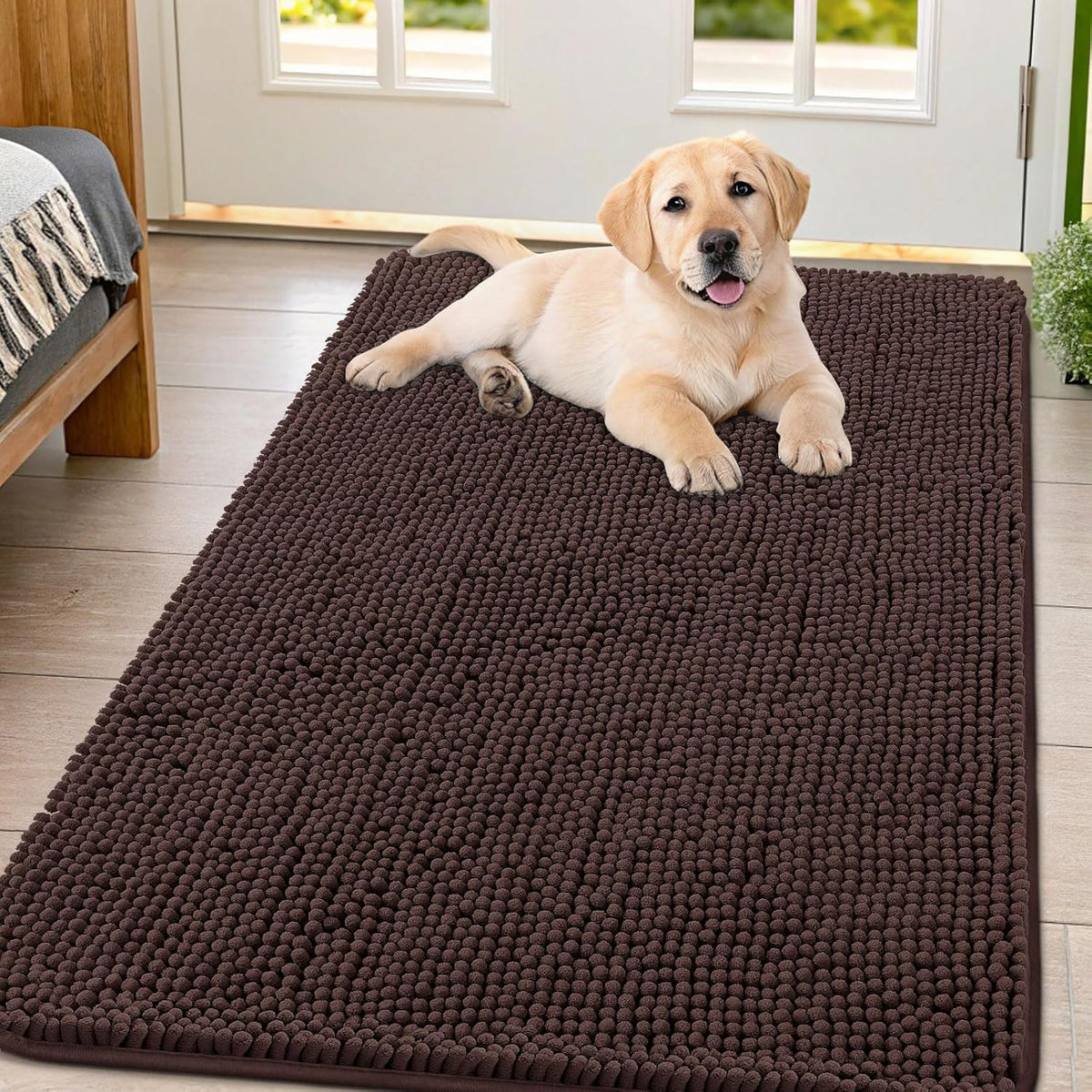 Smiry Dog Door Mat for Muddy Paws 47x32, Absorbs Moisture and Dirt Doormat, Non-Slip Washable Quick