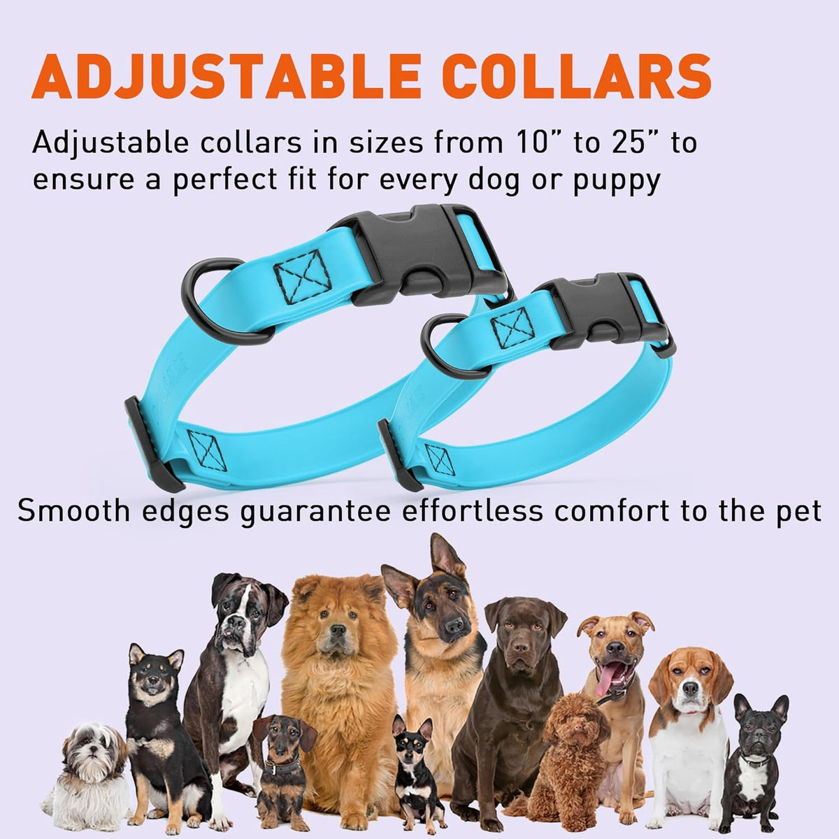 Dogline Biothane Waterproof Dog Collar with Quick Release Buckle Strong Coated Nylon Webbing with