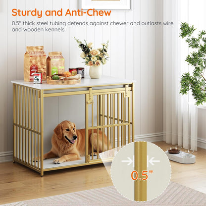 HOOBRO Dog Crate Furniture, 36.6" Heavy Duty Dog Kennel with Sliding Barn Door, Wooden Dog Cage