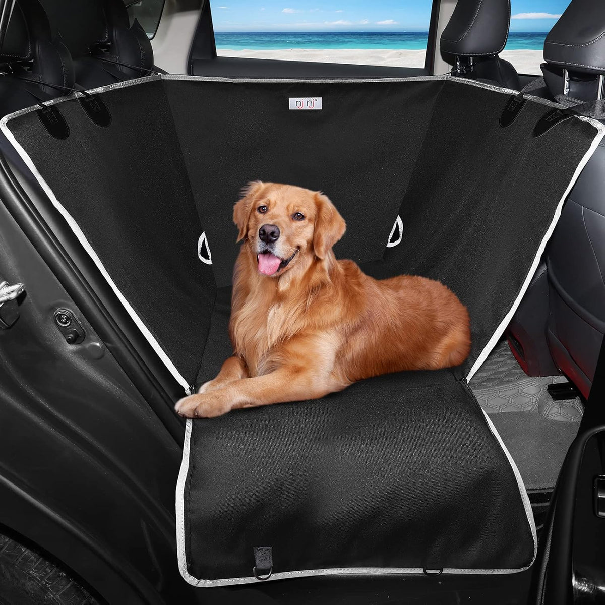 njnj Dog Car Seat Cover for Back Seat - Waterproof Dog Half Hammock for Cars,Scratchproof Pet