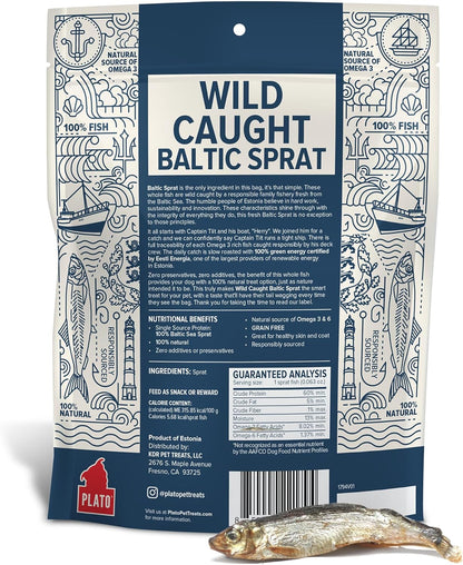 PLATO Pet Treats Fish Dog Treats - Air-Dried, Single Ingredient Dog Treat - with Omega 3 & 6 Fatty