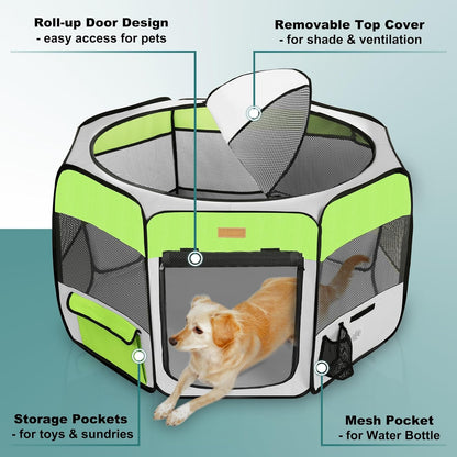 Dog Playpen, Portable Pet Play Pen for Cat, Puppies, Rabbits, Chickens, Foldable Large-Capacity Pet