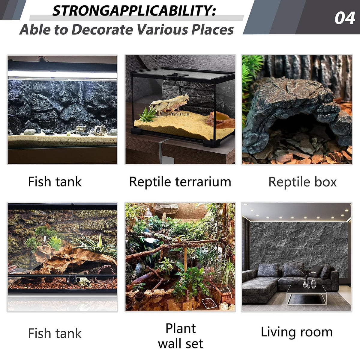 17.7x11.8in Rock Terrarium Background,3D Reptile Tank Background Board,Amphibian Stereo Backdrop