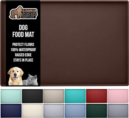 GORILLA GRIP 100% Waterproof Raised Edge BPA Free Silicone Pet Feeding Mat, Dog Cat Food Mats