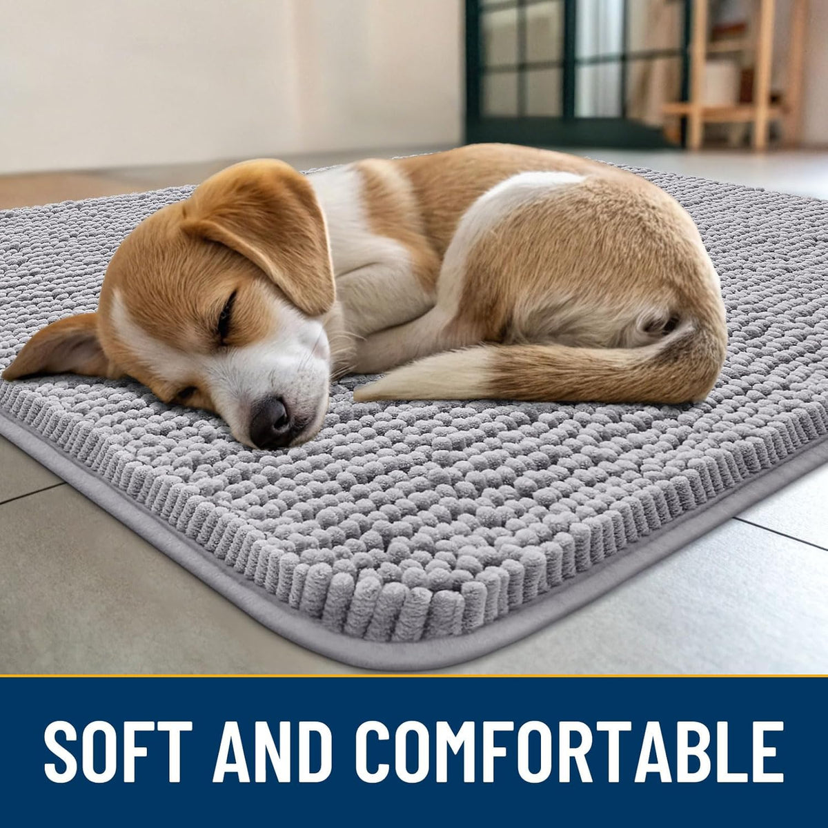 Smiry Dog Door Mat for Muddy Paws 40x32, Absorbs Moisture and Dirt Doormat, Non-Slip Washable Quick