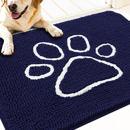 OLANLY Door Mat for Muddy Dog Paws 30x20, Ultra Absorbent Chenille Mud Doormat with Paw Print