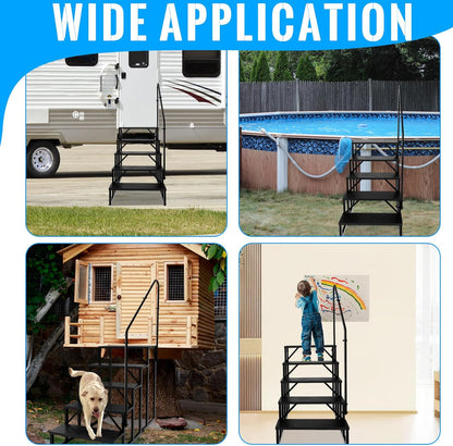 RV Stairs 5 Step, RV Steps Anti-Slip, Hot Tub Steps with Handrail, 660 lbs Hot Tub Steps Step