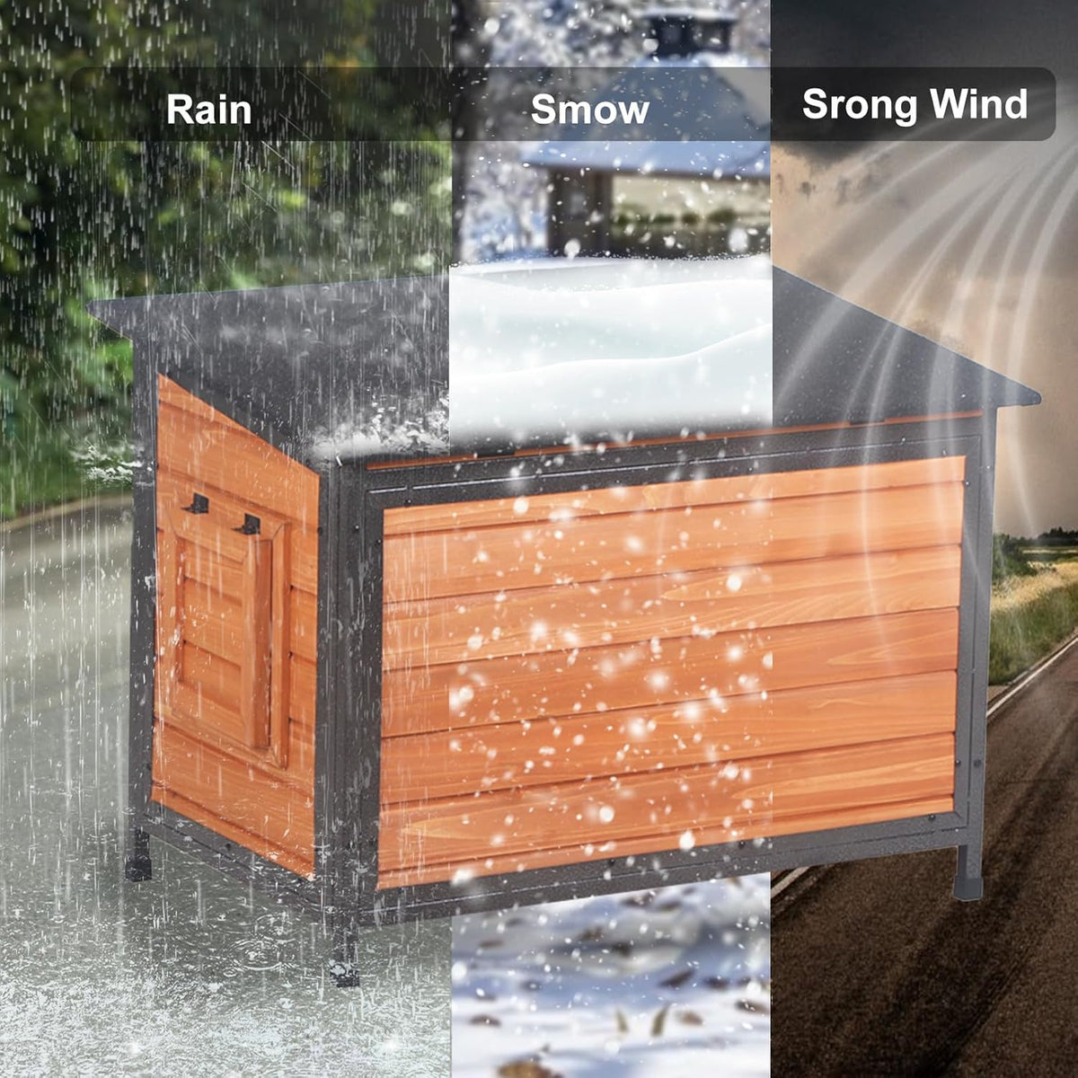 Dog House Outdoor Insulated 34.3" L Dog Kennel 6 Sides All-Round Foam Winter Weatherproof for Small
