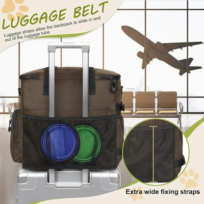 Dog Travel Bag Airline Approved–Pet Travel Tote with Collapsible Bowls,Food Containers & Feeding