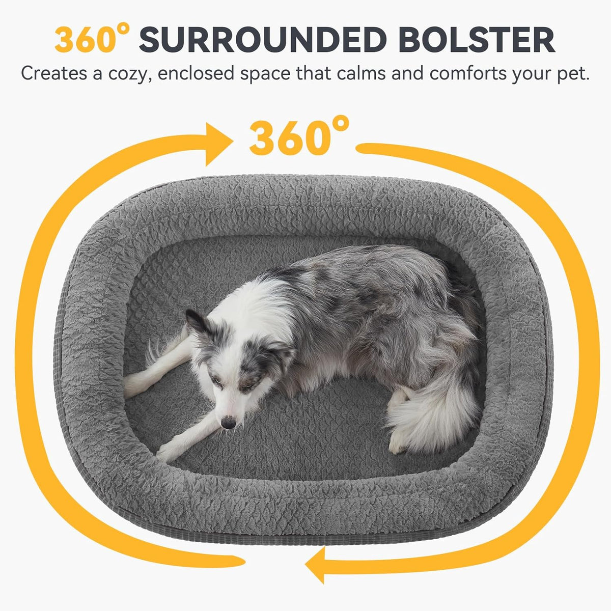JOEJOY Orthopedic Dog Bed for Medium Dogs, Egg-Crate Memory Foam Pet Bed with Bolster Sides