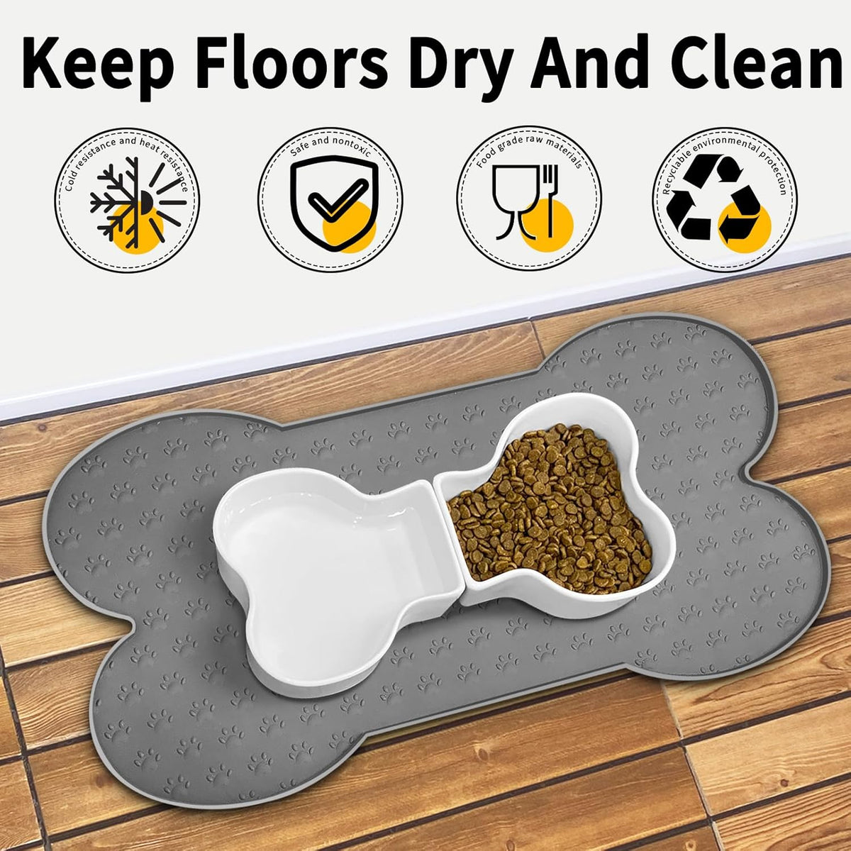 Dog Food Mat Anti-Slip Silicone Dog Bowl Mat Thicker Pet Placemat Waterproof Cat Feeder Pad with