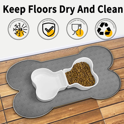 Dog Food Mat Anti-Slip Silicone Dog Bowl Mat Thicker Pet Placemat Waterproof Cat Feeder Pad with