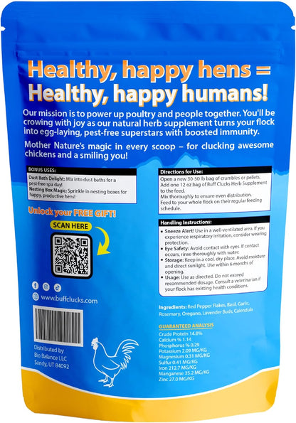 Herb Supplement for Backyard Chickens - Natural Chicken Treats, Poultry Feed Botanical Mix