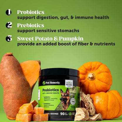Probiotics for Dogs for Occasional Diarrhea & Bowel Support, Digestive Enzymes with Prebiotics for