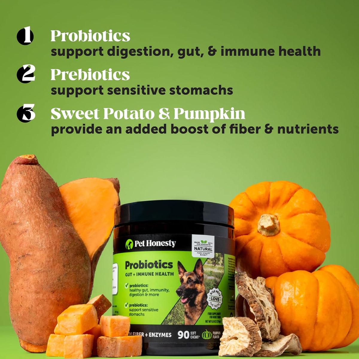 Probiotics for Dogs - Digestive Enzymes Promotes Gut Health, Dog Probiotics for Diarrhea & Bowel