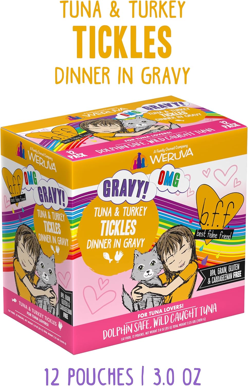 Weruva B.F.F. OMG - Best Feline Friend Oh My Gravy!, Tuna & Turkey Tickles with Tuna & Turkey in