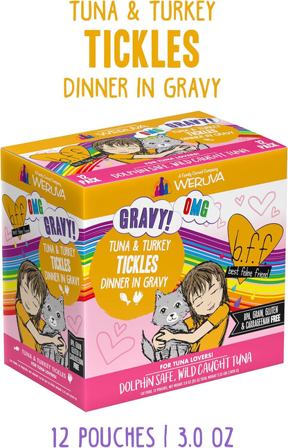 Weruva B.F.F. OMG - Best Feline Friend Oh My Gravy!, Tuna & Turkey Tickles with Tuna & Turkey in