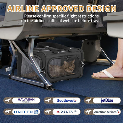 ‌Petsfit Airline Approved Pet Carrier for Small Cats, 16.5x8.6x11 TSA Approved Carrier, with