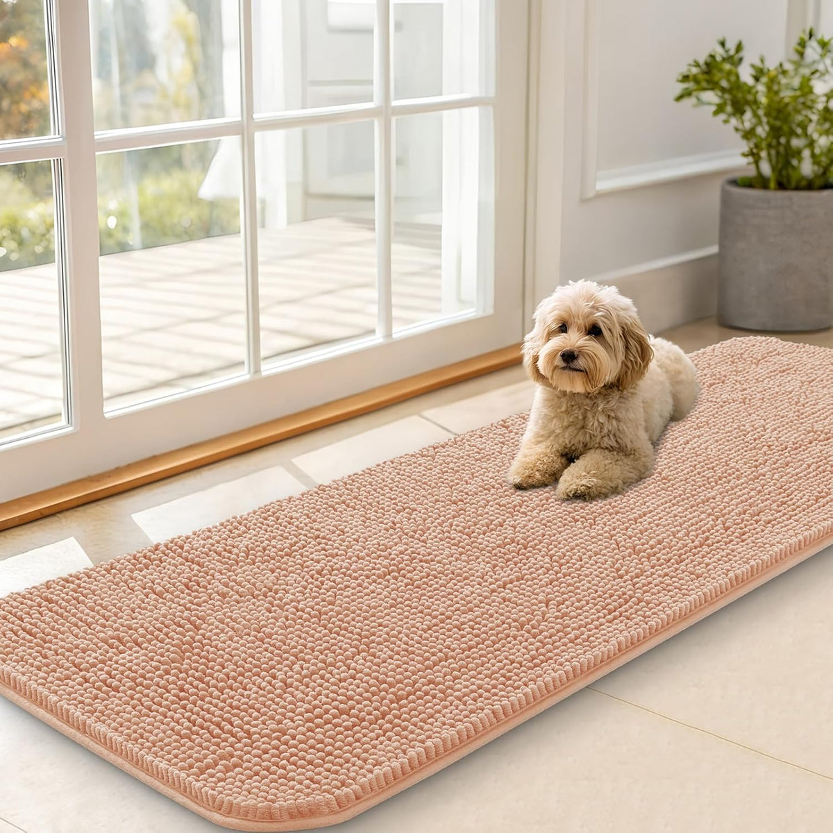 OLANLY Dog Door Mat for Muddy Paws 59x20, Absorbs Moisture and Dirt, Absorbent Non-Slip Washable