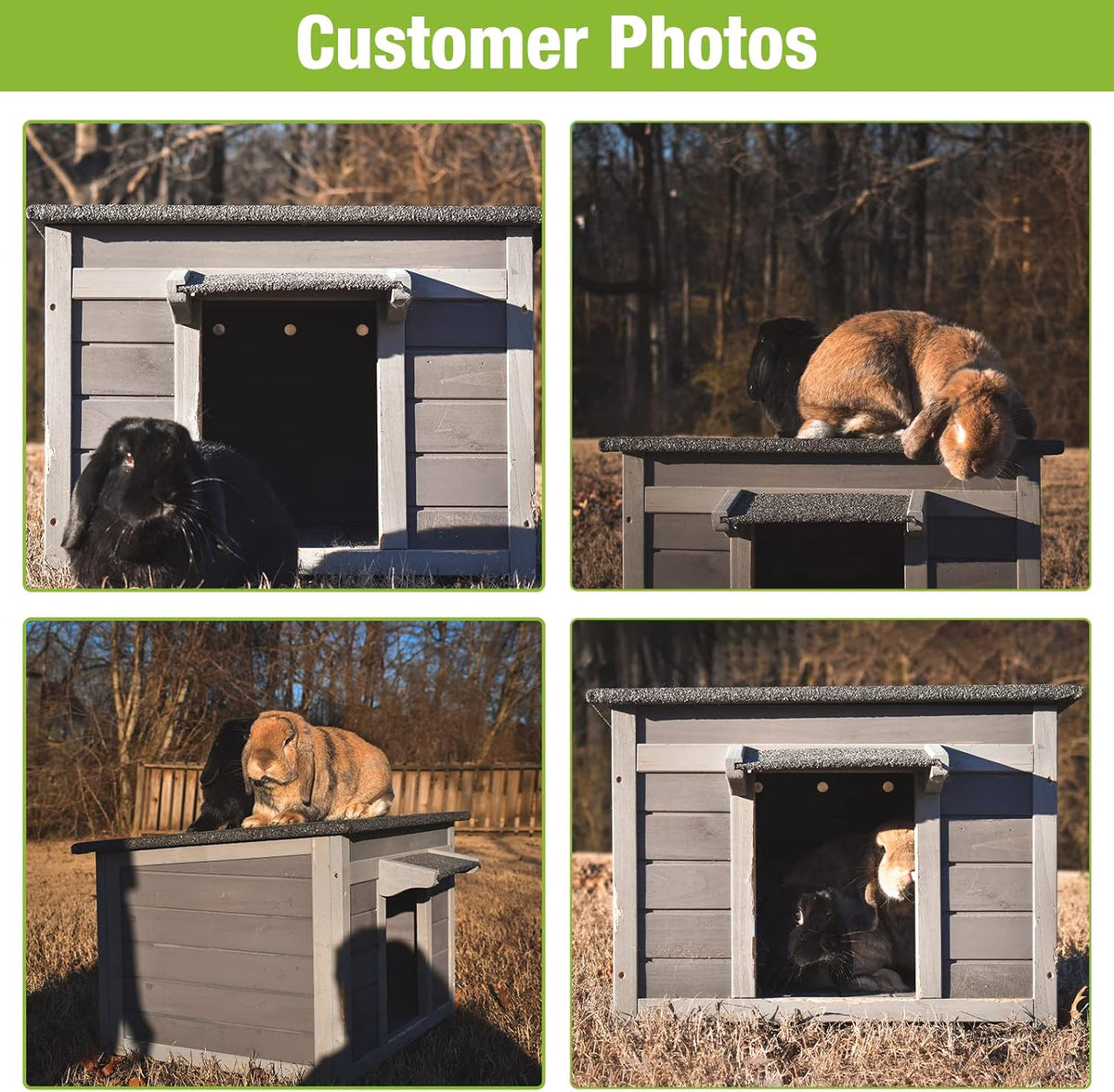 GUTINNEEN Outdoor Cat House Wooden Rabbit Hutch Outside Feral Cat Shelter Bunny Cage Guinea Pig