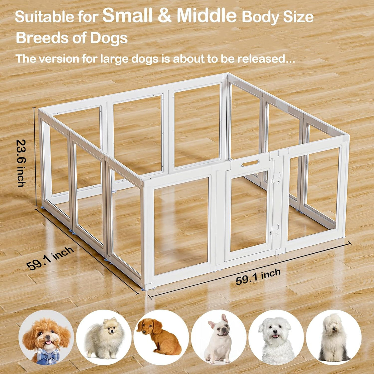 Clear Acrylic Dog Playpen Transparent Dog Playpen Indoor, Easy Assemble Clear Pet Pen for Puppy