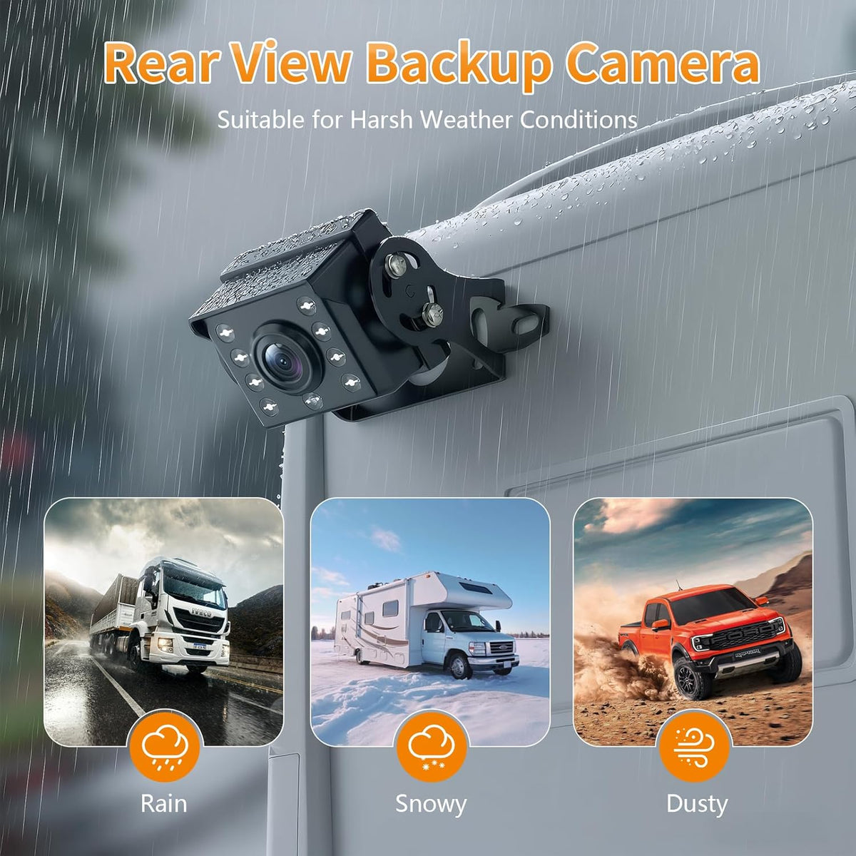 Wired Reverse Backup Camera with 7" Screen, Waterproof IP68, Night Vision Vehicle Camera for Truck