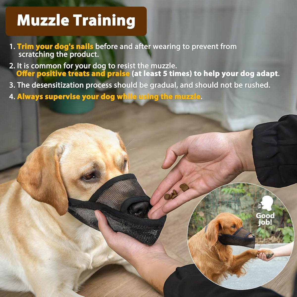 Crazy Felix Nylon Dog Muzzle for Small Medium Large Dogs Dachshund Beagle Poodle Labrador, Air Mesh