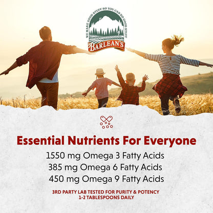 Barlean's Lignan Flaxseed Oil Softgels, Cold-Pressed Flax Seed Supplement with 1,550 mg ALA Omega-3