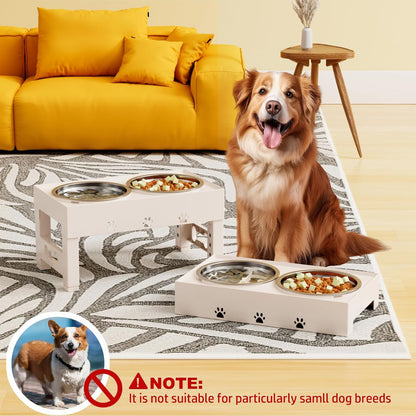 Elevated Dog Bowls with Mat, Raised Dog Food Bowl Stand with 2 Stainless Steel Bowls, 5 Height