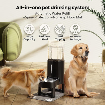 CZPET Elevated Dog Water Bowl Dispenser with Mat for Large Dogs,Tall Raised Pet Waterer