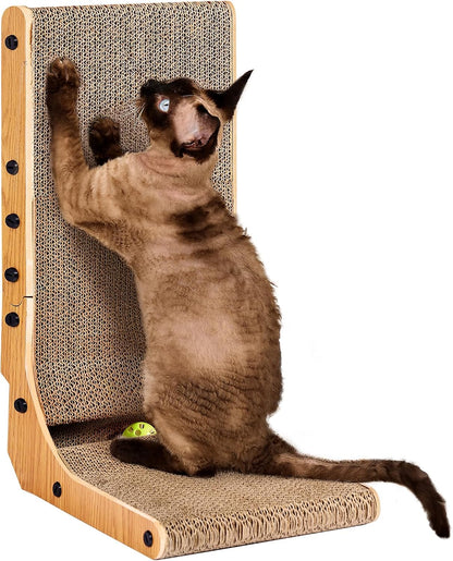 EHEYCIGA Cardboard Cat Scratcher for Indoor Kitten Cats, 19 Inch L Shaped Vertical Cat Scratching