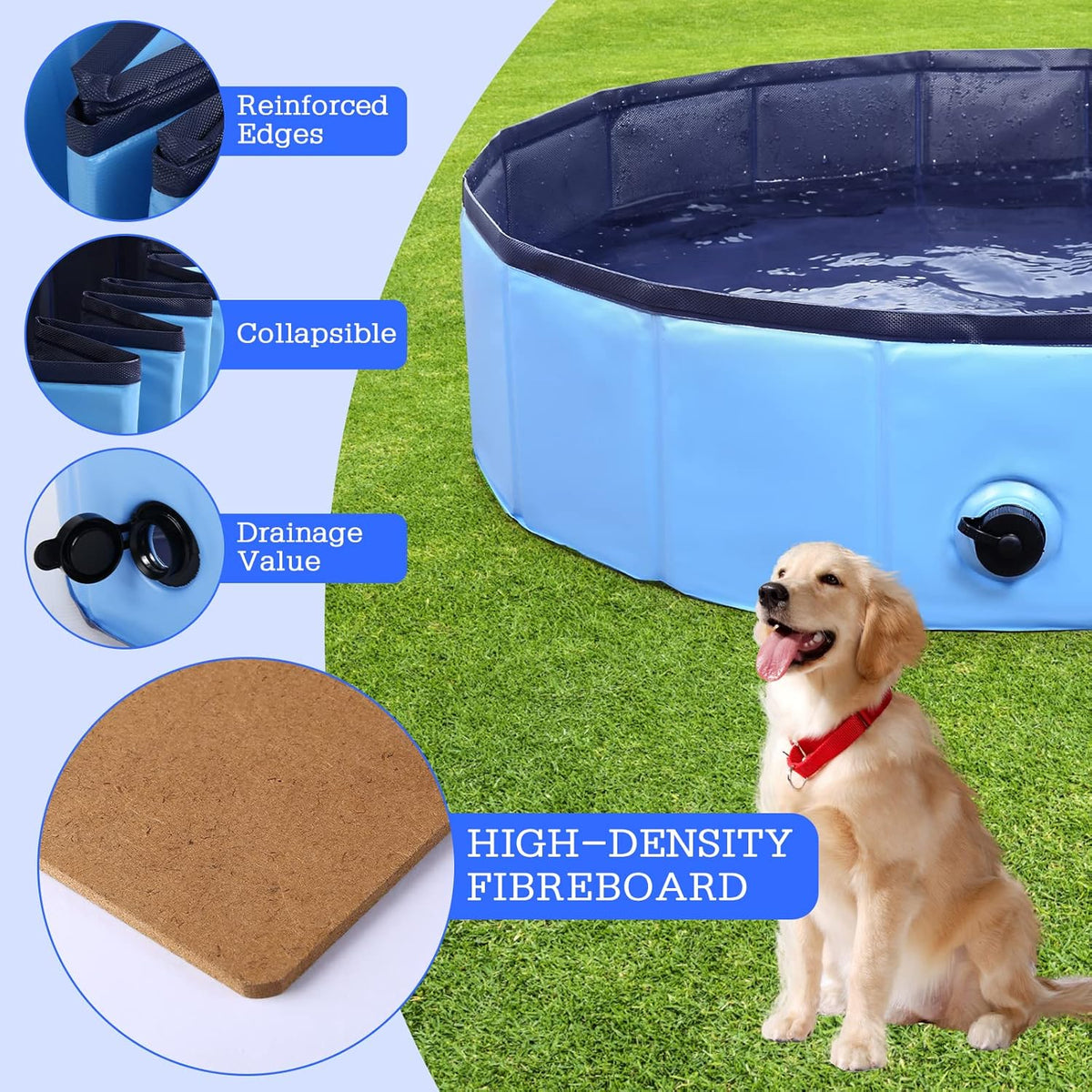 Foldable Dog Bath Swimming Pool Plastic Kiddie Pool Professional Tub Collapsible Grooming Bathtub