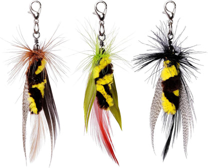 JXFUKAL Cat Feather Toy Refills, 3Pcs Simulation Mini Insects Cat Lures Wand Attachment Replacement