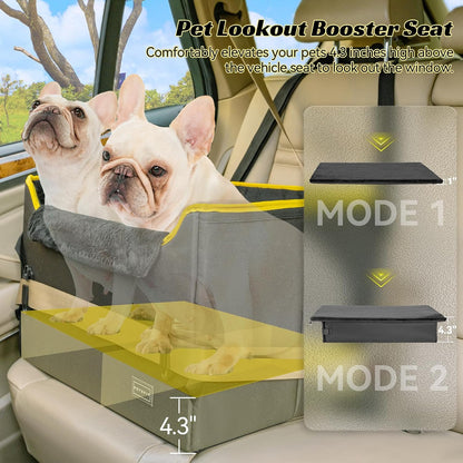 PETSFIT Dog Booster Car Seat, Dog Car Seats for Medium Sized Dogs or 2 Small Pets with 2 Safety