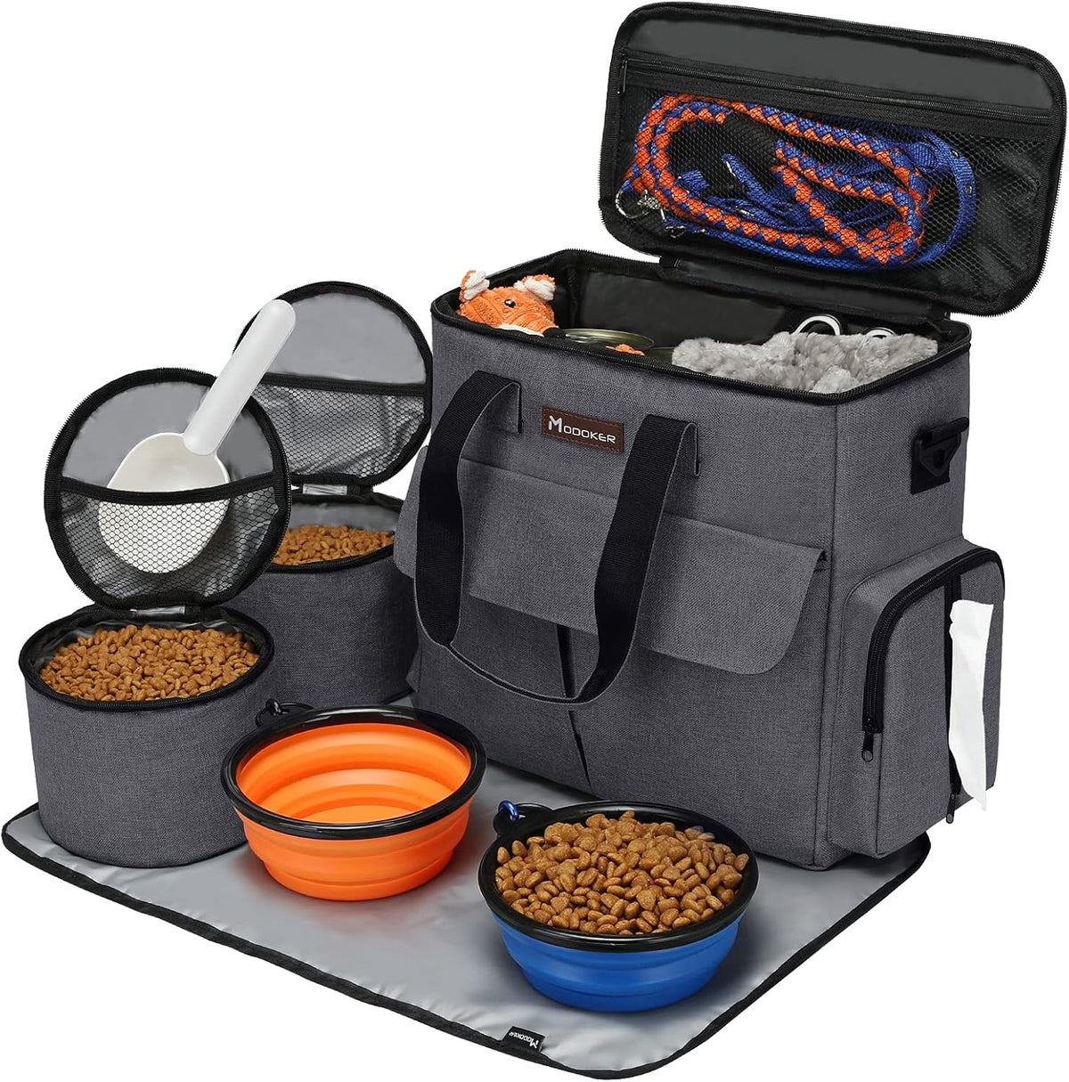 Modoker Airline Approved Pet Travel Bag, Weekend Dog Travel Set for Dog and Cat, Airline Approved