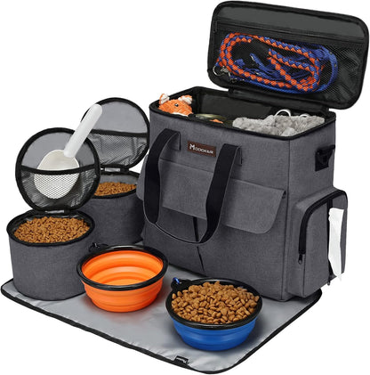 Modoker Airline Approved Pet Travel Bag, Weekend Dog Travel Set for Dog and Cat, Airline Approved