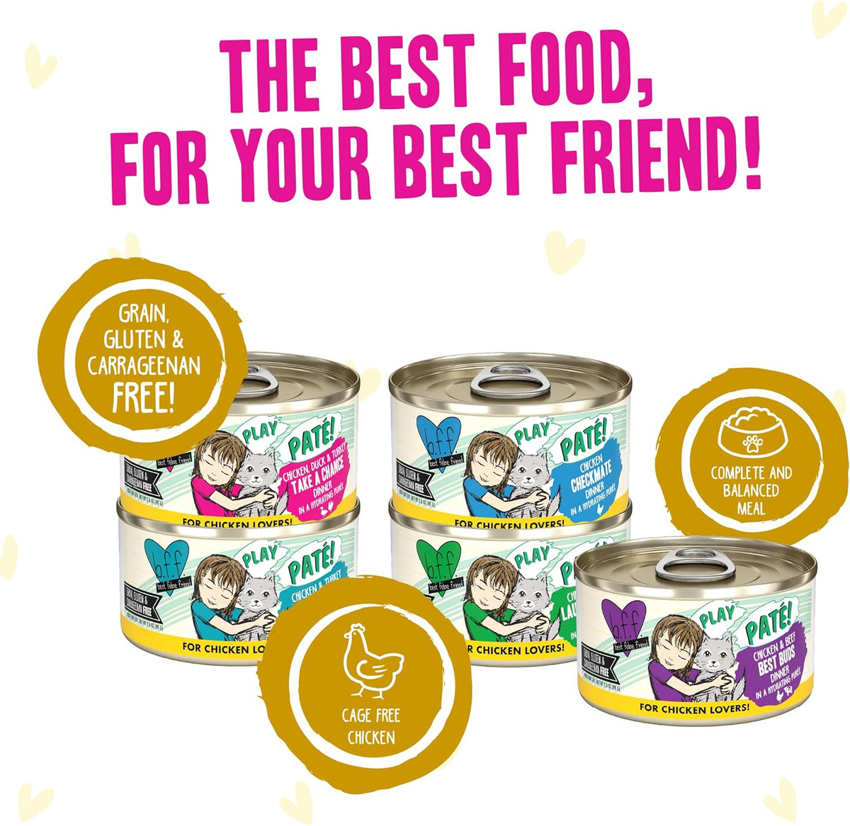 Weruva B.F.F. Play - Best Feline Friend Paté Lovers, Aw Yeah!, Fowl Play Yellow Patés Variety Pack