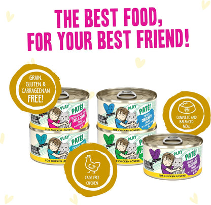 Weruva B.F.F. Play - Best Feline Friend Paté Lovers, Aw Yeah!, Fowl Play Yellow Patés Variety Pack