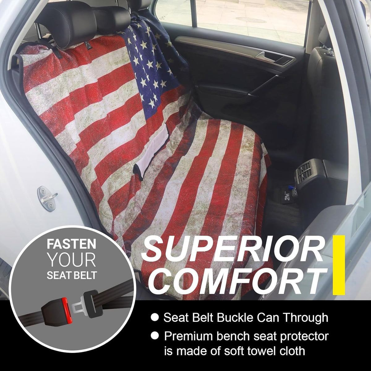 Back Seat Cover for Car Trucks Van SUV,Waterproof Rear Bench Towel Seat Covers for Dogs and