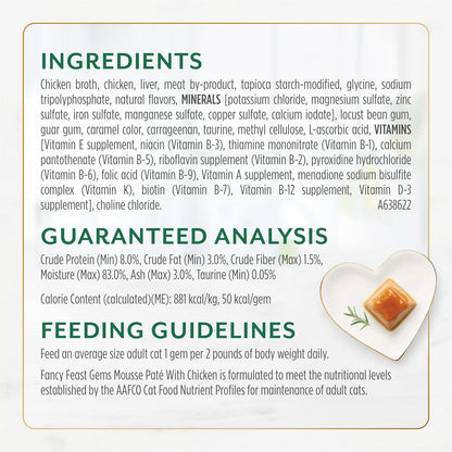 Fancy Feast Gems Pate Cat Food Mousse With Chicken and a Halo of Savory Gravy Cat Food - (Pack of