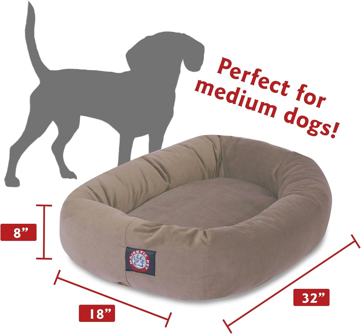 Majestic Pet Villa 32 Inch Shredded Memory Foam Dog Bed for Medium Sized Dogs 32x23x7
