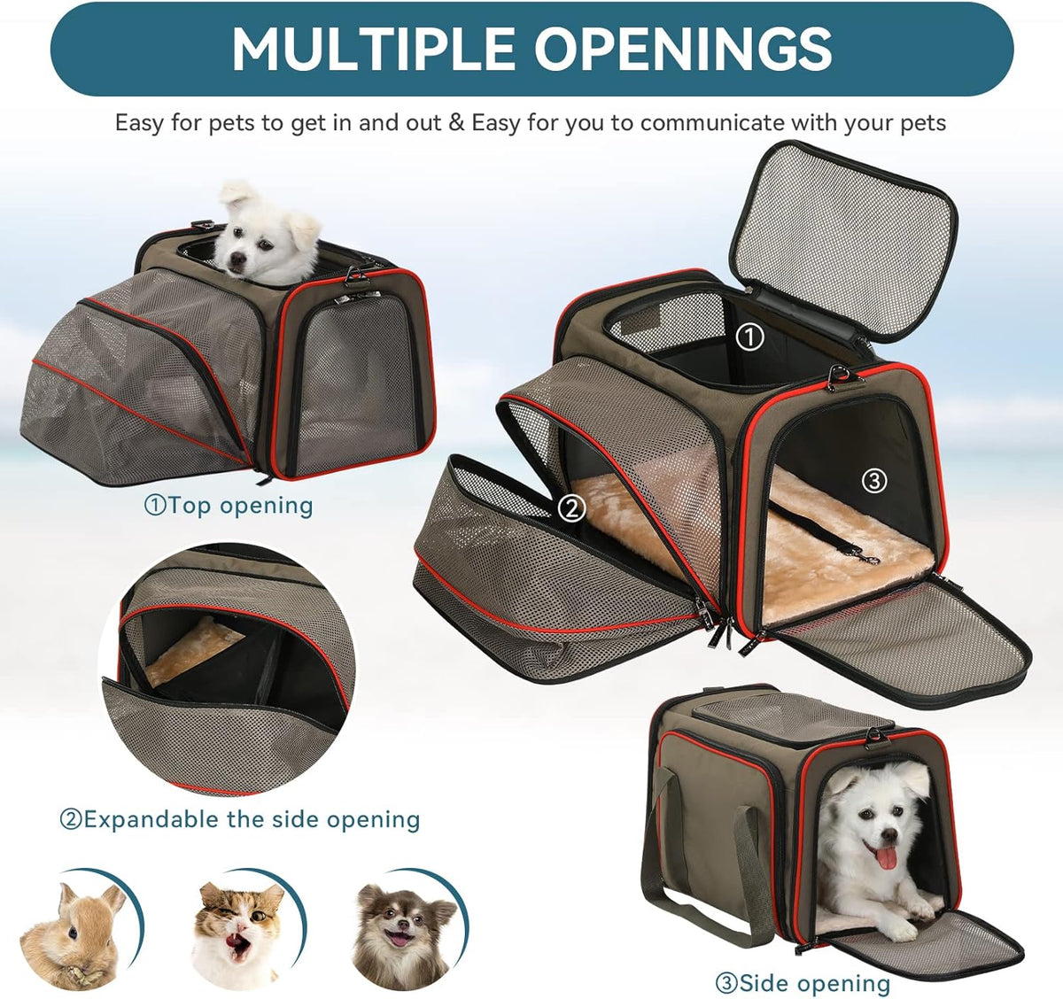 Petsfit Expandable Cat Carrier Dog Carriers,Airline Approved Soft-Sided Portable Pet Travel