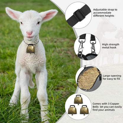 3 PCS Goat Hay Feeder,Hay Bags for Horses,Goats,Donkeys with Reinforced Oxford Fabric and High