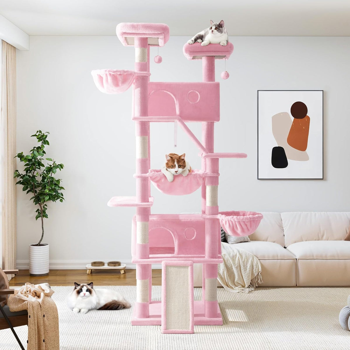 Allewie 81 Inches Tall Cat Tree/Multi-Level Large Climbing Tree House and Towers for Big