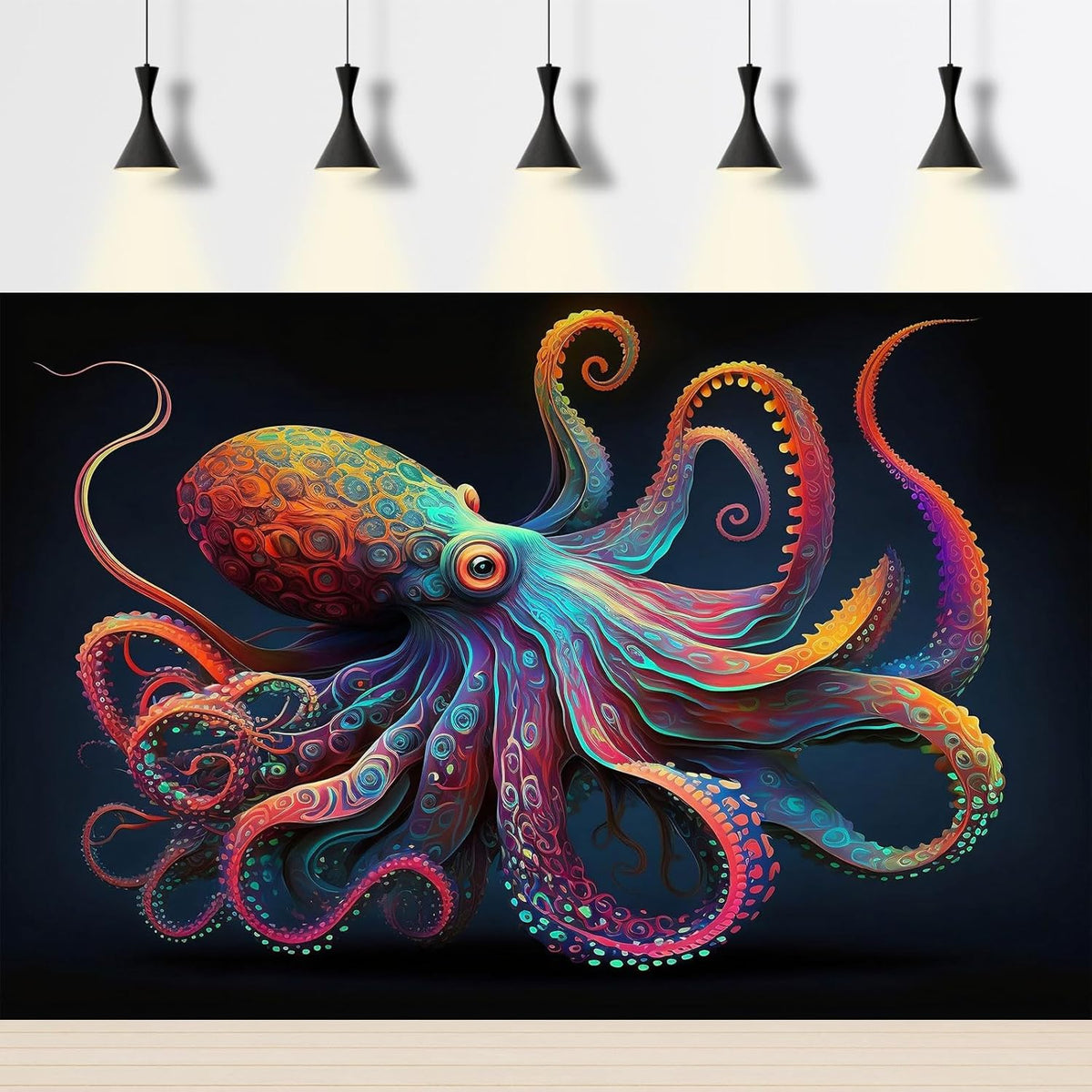 Exquisite Octopus Aquarium Background Abstract Colorful Octopus Terrarium Background Glowing