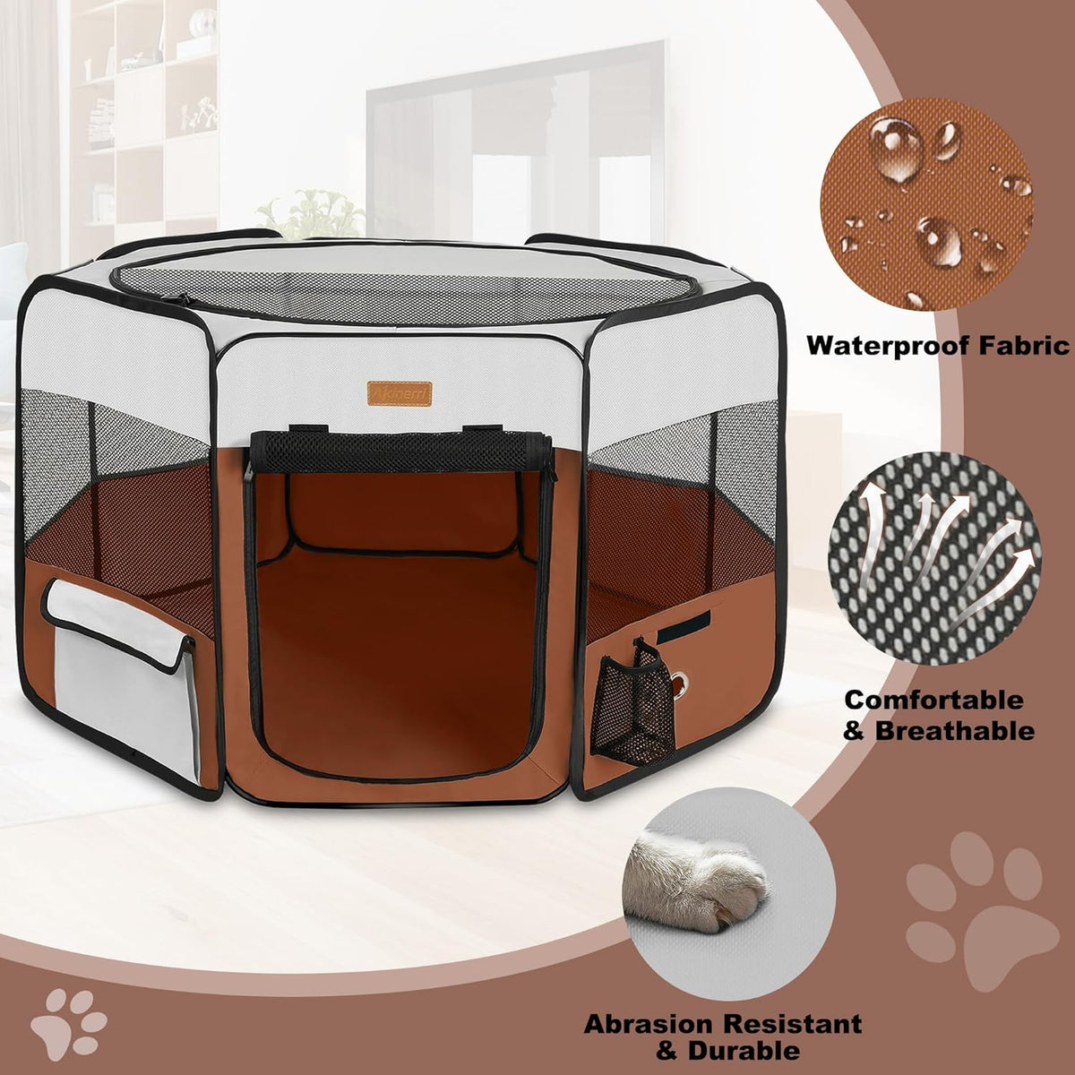 Dog Playpen, Portable Pet Play Pen for Cat, Puppies, Rabbits, Chickens, Foldable Large-Capacity Pet