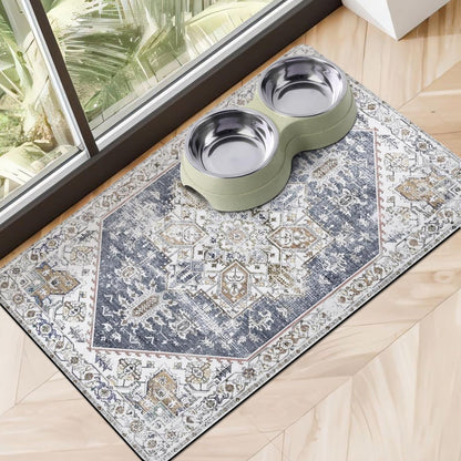 Dog Food Mats for Floors, Absorbent Dog Bowl Mat for Food and Water Dispenser Mat, Quick Dry Cat