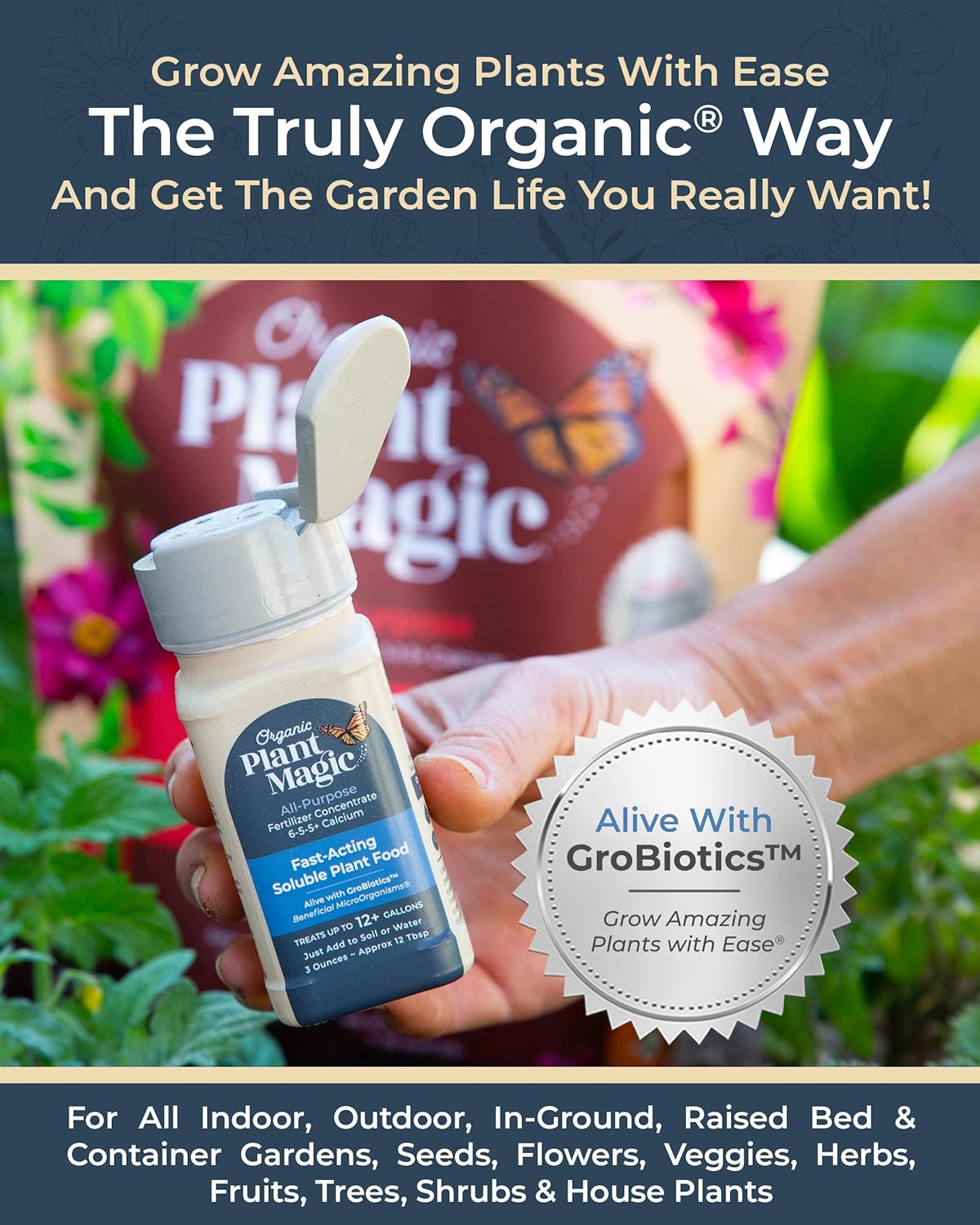 Organic Plant Magic - Truly Organic™ Easy to Use Soluble Plant Food Shaker: All-Purpose Fertilizer