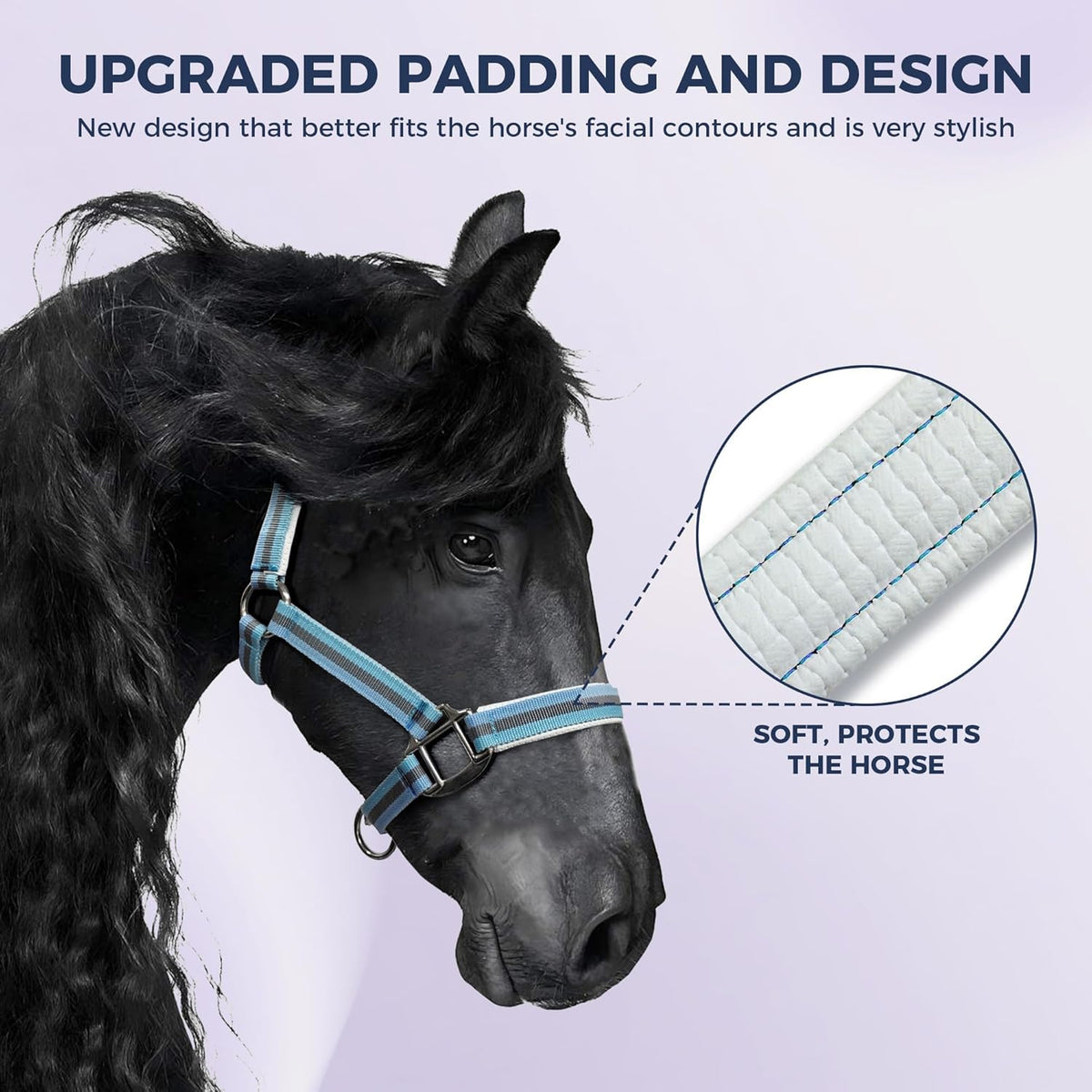 JWODVNTH Adjustable Horse Halter with PP Webbing, Durable Horse Halters with Zinc Alloy Hardware