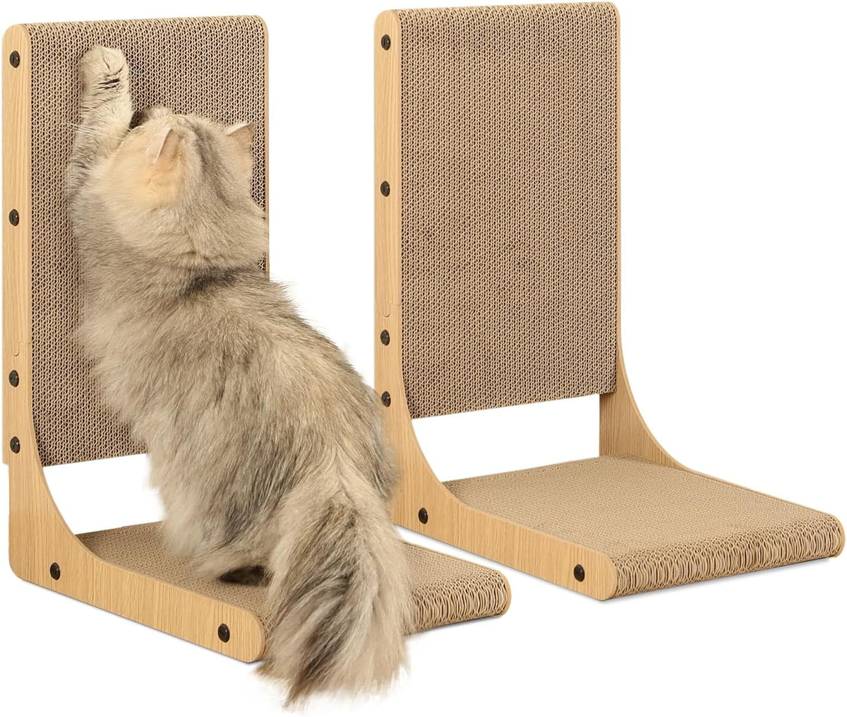 2-Pack Cat Scratching Board, 19.7'' Tall Cardboard L Shape Vertical Cat Scratchers for Indoor Cats